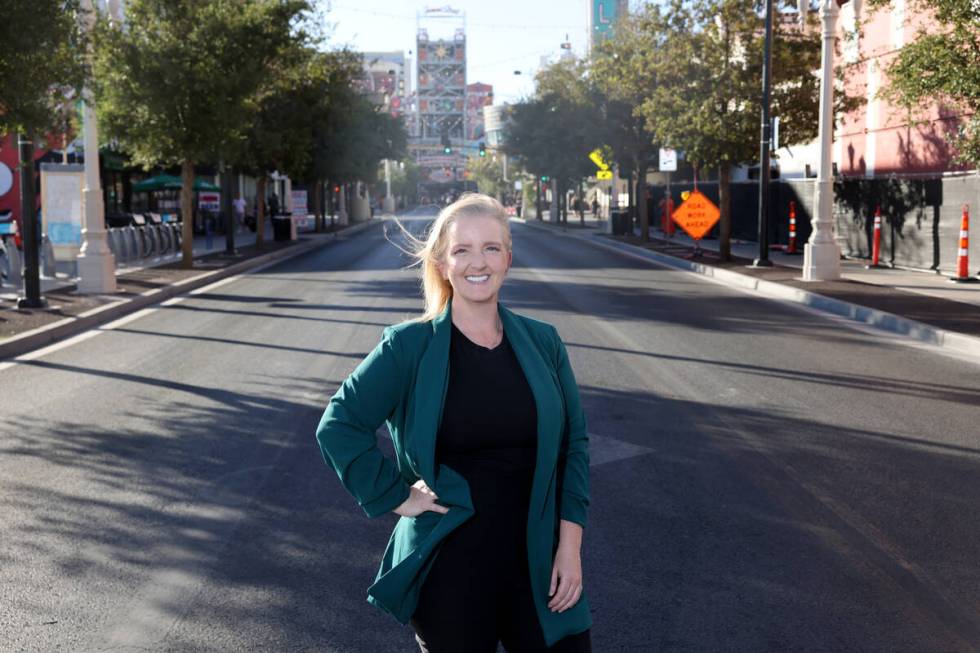 Audrea Hooper, executive director of Downtown Vegas Alliance, on East Fremont Street in downtow ...