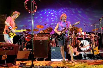 The Grateful Dead, from left, Phil Lesh, Bill Kreutzmann, Bob Weir and Mickey Hart perform duri ...