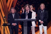 Lou Gramm, from left, Al Greenwood, Alexandra Dexter-Jones, daughter of Mick Jones, and Rick Wi ...