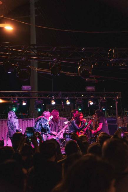 Slash and a band of Vegas musicians, including club owner Frankie Sidoris, jams at the reopenin ...