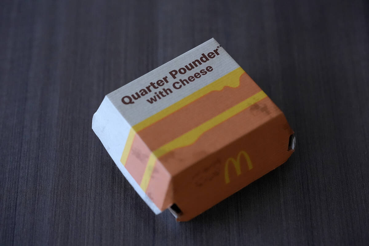 Pictured is a McDonald's Quarter Pounder sandwich box purchased Wednesday, Oct. 23, 2024, in Ch ...