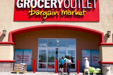 Shoppers enter Grocery Outlet Bargain Market, on Wednesday, June 19, 2024, in Las Vegas. (Bizua ...