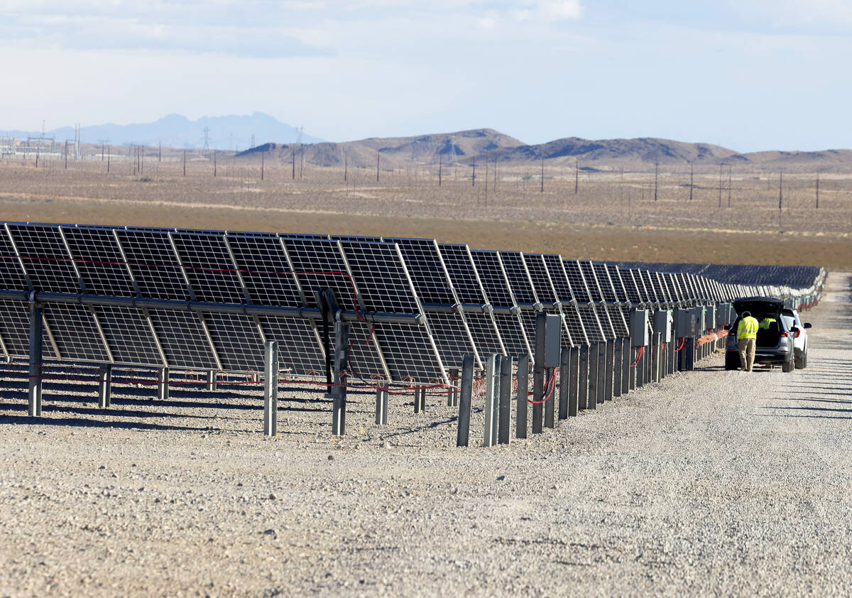 Solar panels are seen at the Harry Allen Power Plant on Tuesday, Oct. 29, 2024, in Las Vegas. N ...