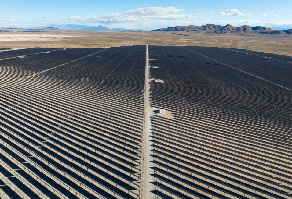 Solar panels are seen at the Harry Allen Power Plant on Tuesday, Oct. 29, 2024, in Las Vegas. N ...