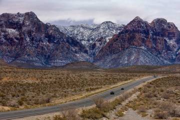 Snow remains on the slopes above the Red Rock Canyon National Conservation Area Scenic Loop on ...