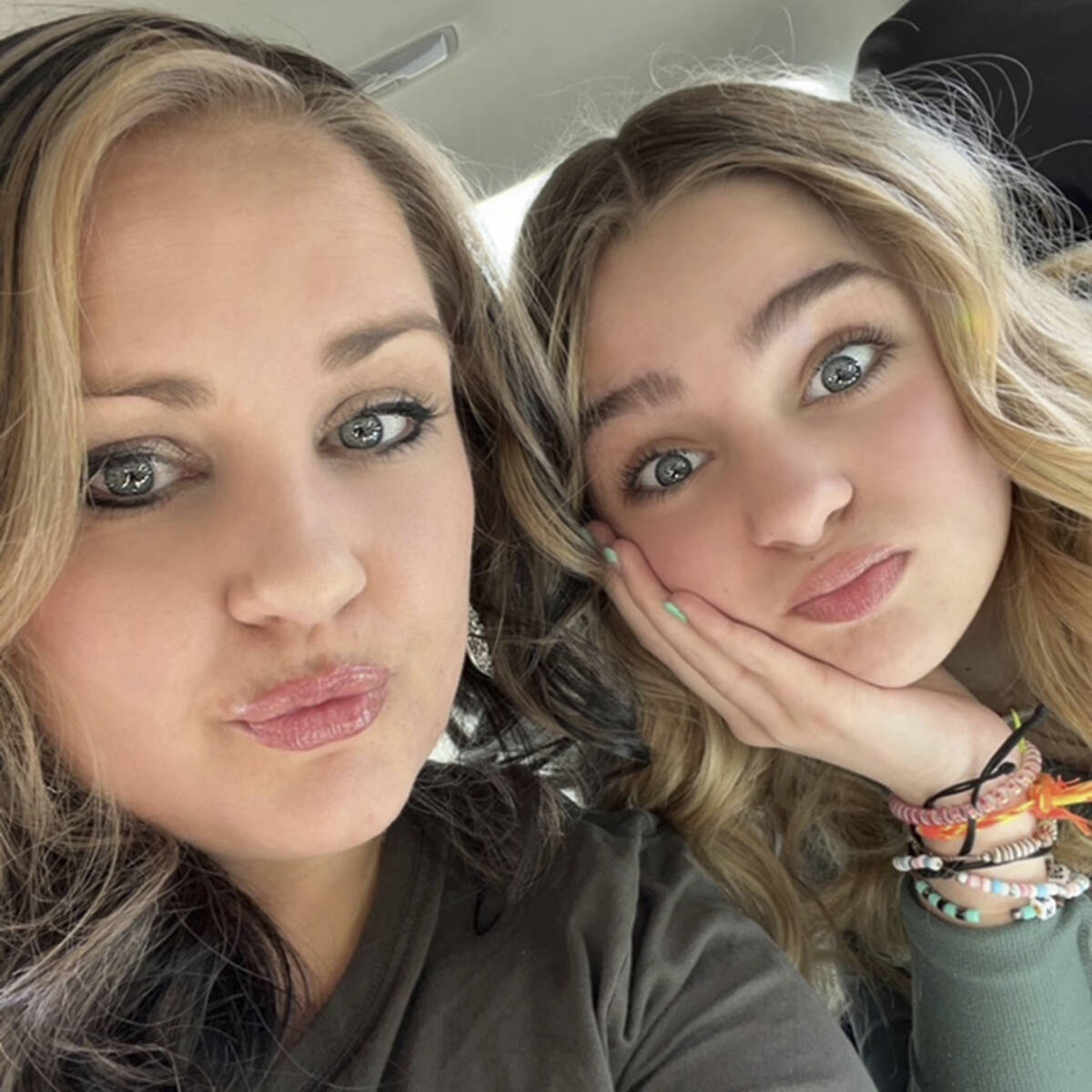 In this photo provided by Brittany Randall, Randall, left, and her daughter, Kamberlyn Bowler, ...