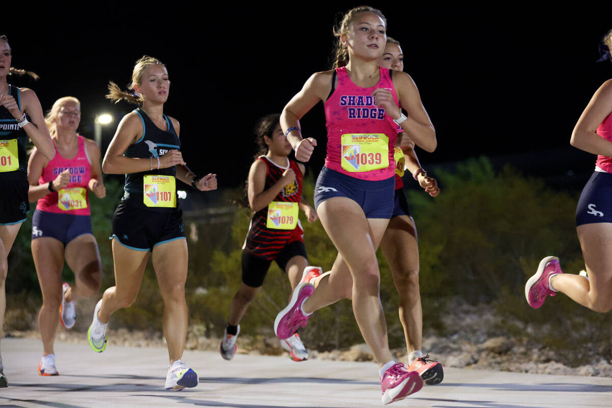 Shadow Ridge’s Elynn Okuda (1039) competes during the Red Rock Running Company Invitatio ...