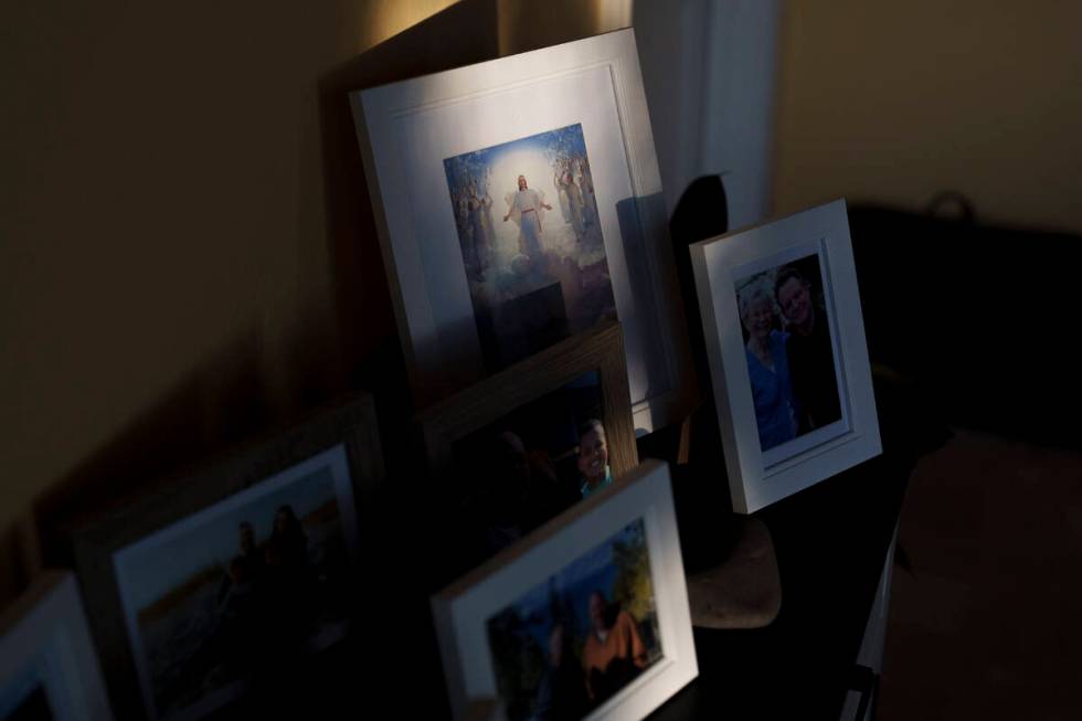 Window light illuminates a depiction of Jesus at the home of Cari-Ann Burgess, Friday, Sept. 20 ...