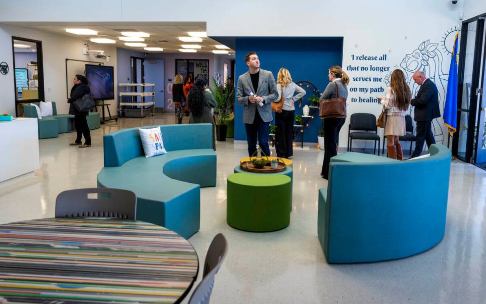 Invited guests tour the CCSD/Healing Center High School during the St. Jude’s Ranch for ...