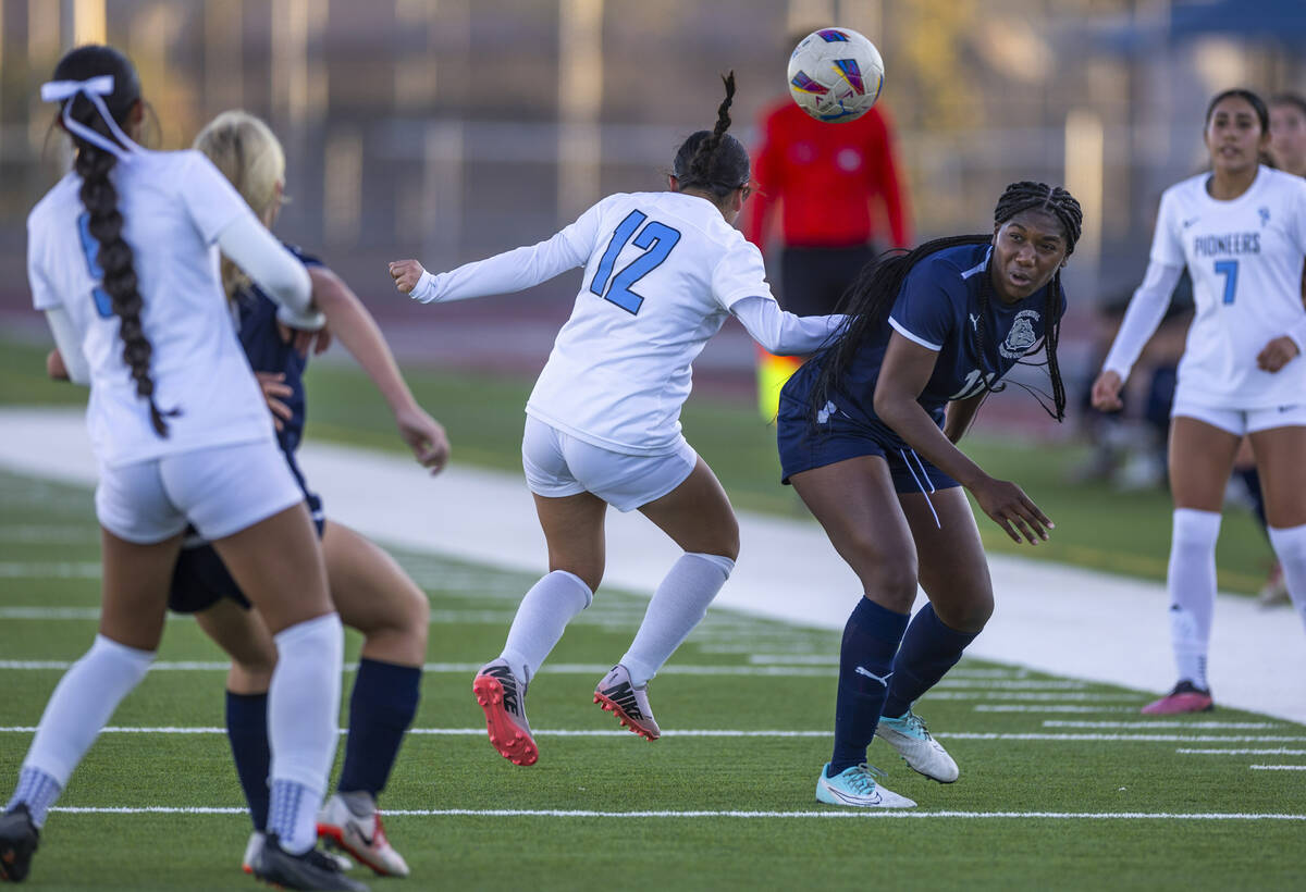 Centennial forward Natalie Penniston-John (11) Canyon Springs during the first half of their 4 ...