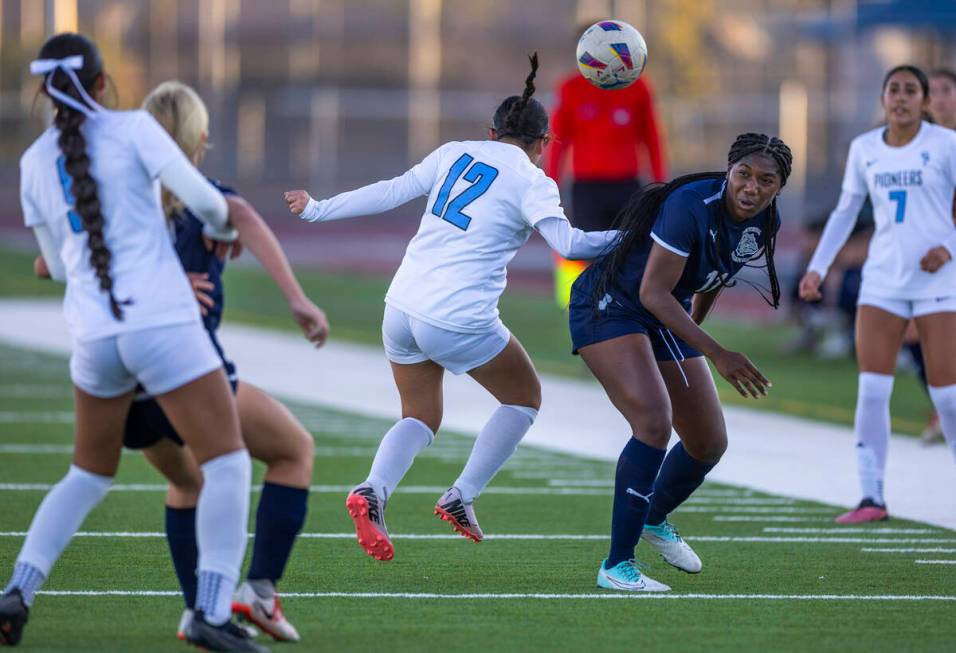 Centennial forward Natalie Penniston-John (11) Canyon Springs during the first half of their 4 ...