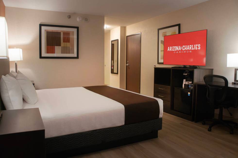 A renovated room at Arizona Charlie's Decatur. Rooms now include in-room refrigerators, walk-in ...