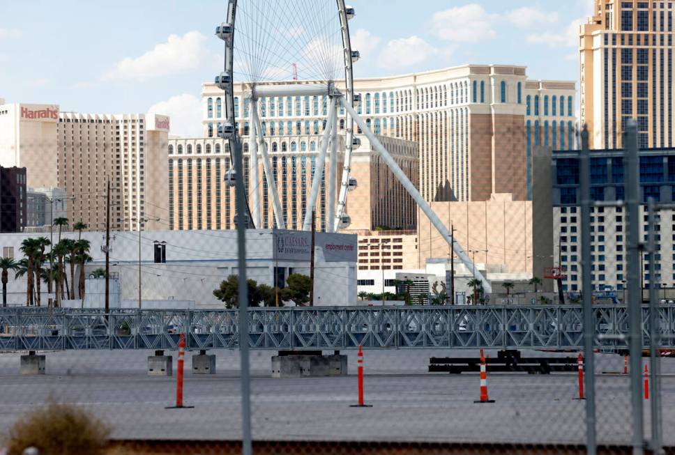 The temporary bridges are being stored on a dirt lot located across Koval Lane from the F1 buil ...