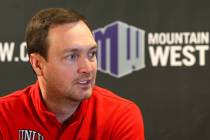 UNLV head coach Kevin Kruger speaks during the Mountain West Conference men's basketball media ...