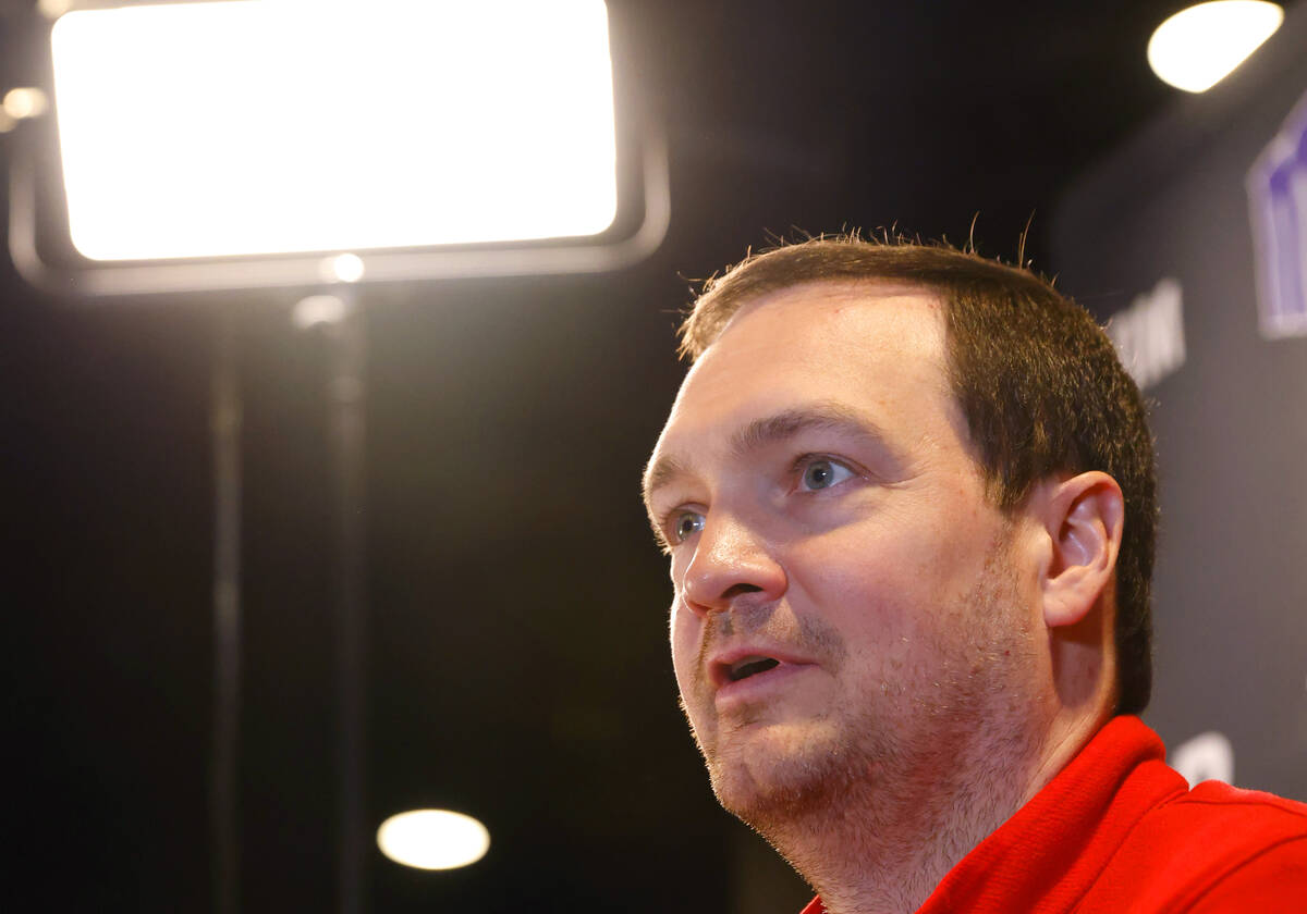 UNLV head coach Kevin Kruger speaks during the Mountain West Conference men's basketball media ...