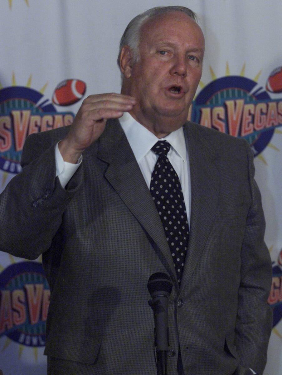 UNLV head football coach John Robinson speaks during a press conference about the upcoming Las ...