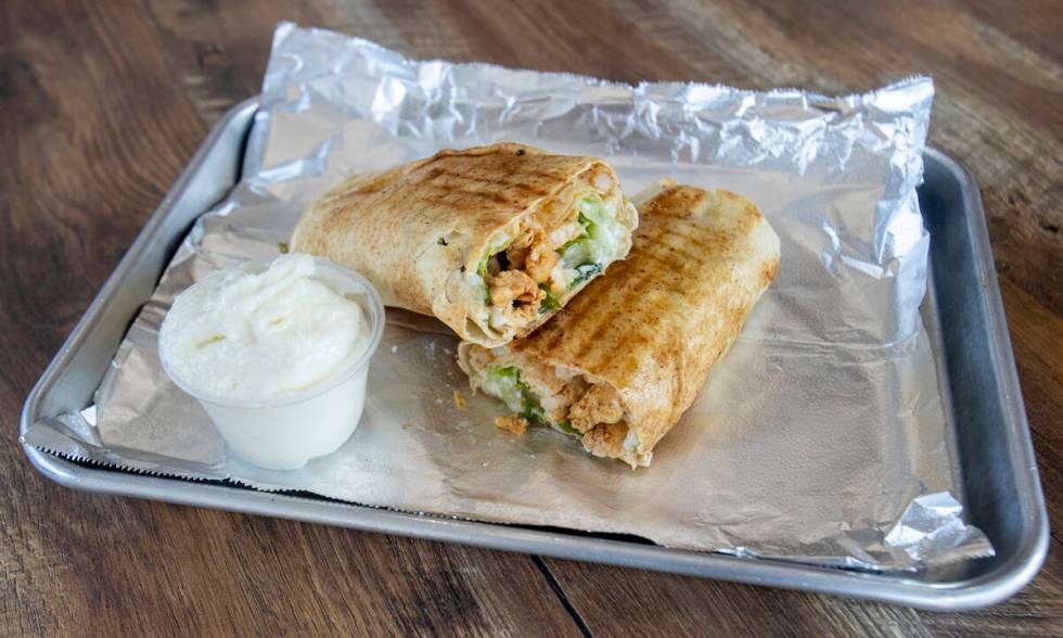 A chicken shawarma wrap at Royal Wraps, Friday, Oct. 11, 2024, in Henderson. (Daniel Jacobi II/ ...