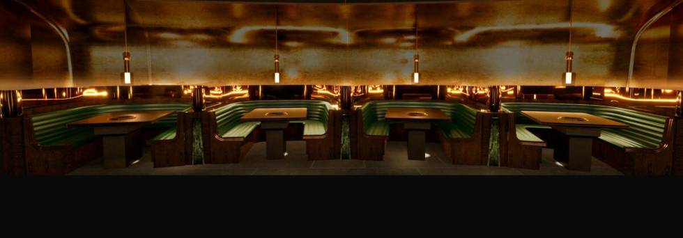 A rendering of a dining niche at Cote Korean Steakhouse, set to open in 2025 at The Venetian on ...