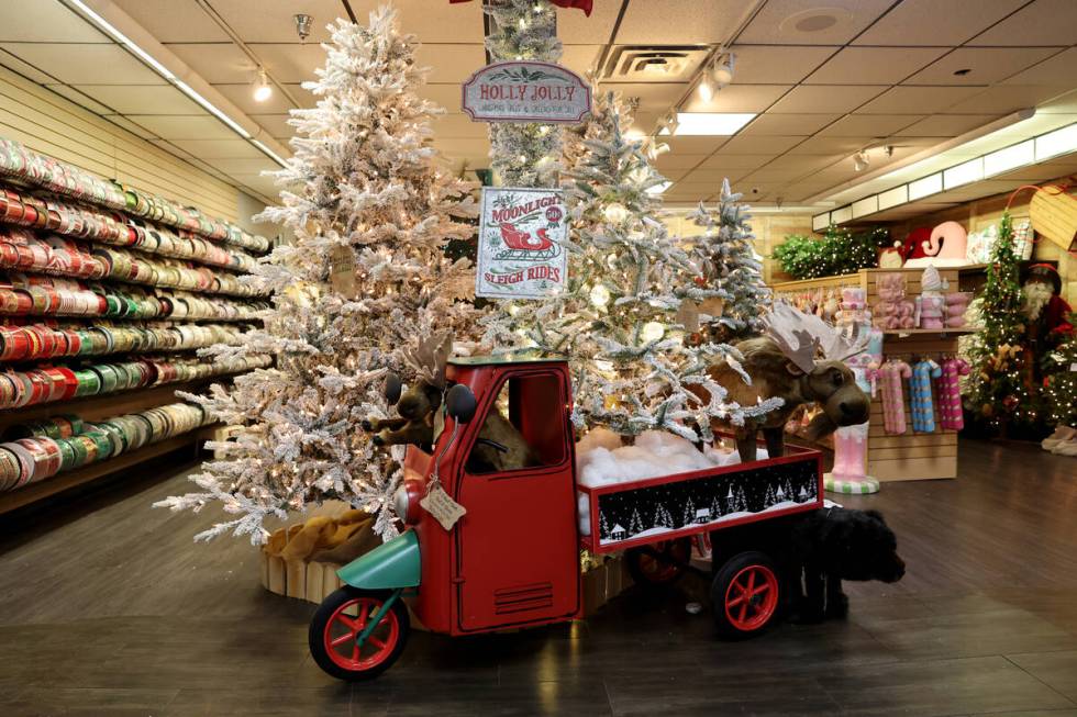 Christmas decorations are set up for sale at Ralph Jones Display at 2576 E. Charleston Blvd. in ...