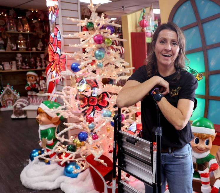 Co-owner Kate Jones prepares Christmas decorations at Ralph Jones Display at 2576 E. Charleston ...