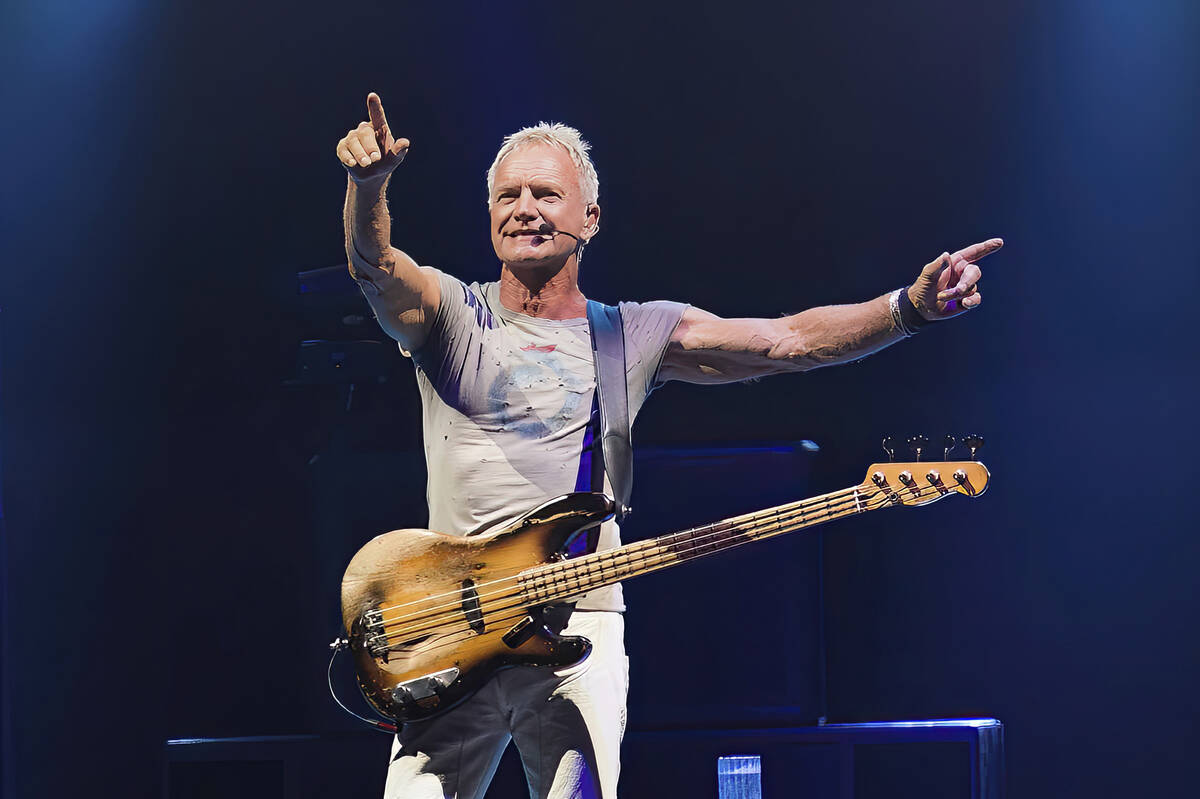 Sting performs during the "My Songs" tour on Friday, Sept. 8, 2023, at Northwell Heal ...