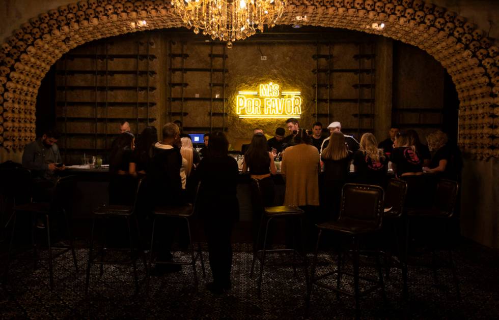 Employees participate in a bar training at the speakeasy bar in Mˆs Por Favor Taqueria y Tequi ...