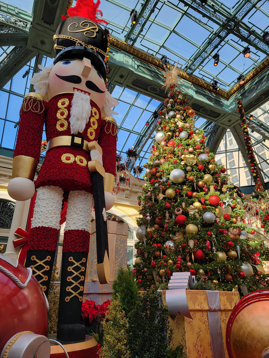 A nutcracker soldier stands guard in last year’s “The Nutcracker”-themed holiday display ...