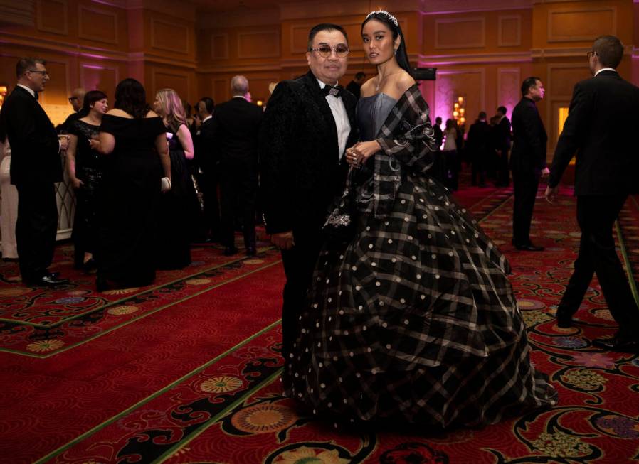 Sophia Elumba, right, and David Tupaz during Nevada Ballet Theatre’s 38th Annual Black & Whit ...