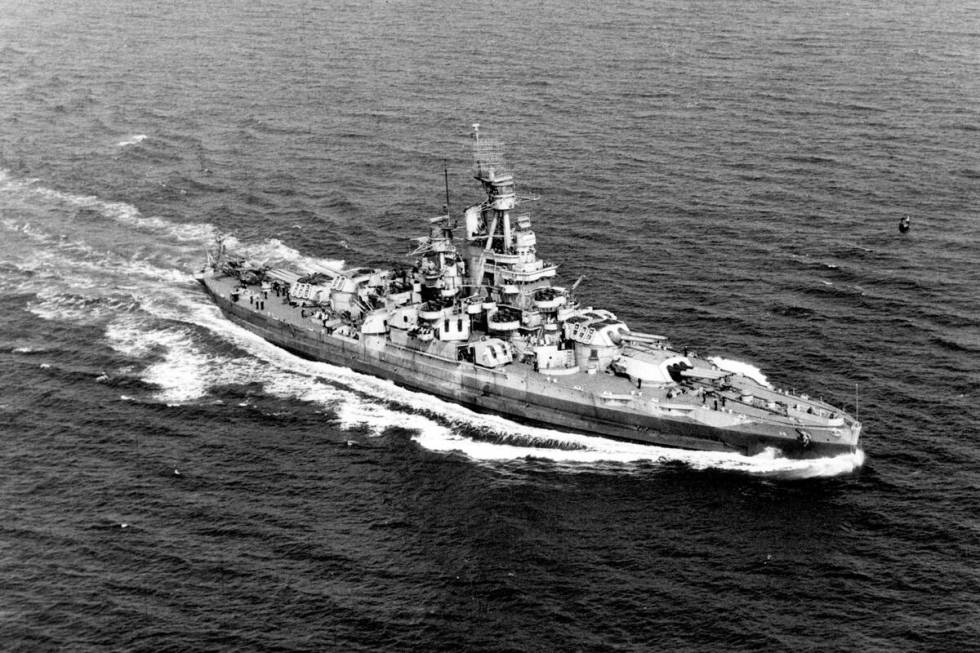 The USS Nevada is seen underway off the east coast of the United States September 17, 1944. (U. ...