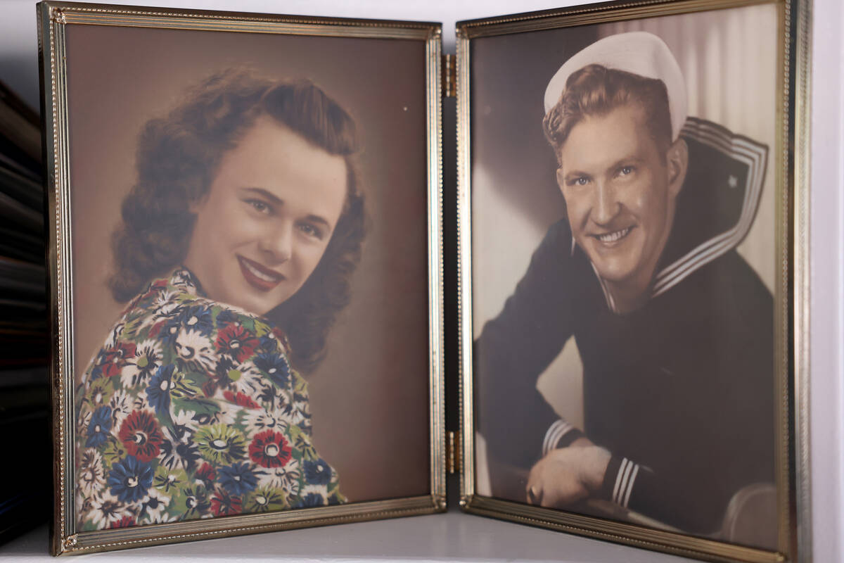 Photos of USS Nevada veteran Dick Ramsey and his wife at his home in Santa Clarita, Calif. Frid ...