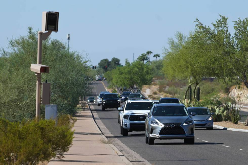 A red light camera is seen on Lincoln Drive in Paradise Valley, Arizona Monday, October 29, 202 ...