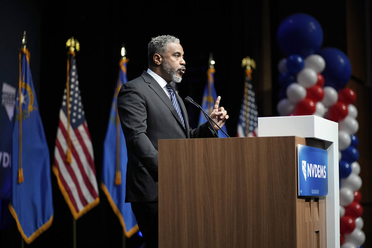 Rep. Steven Horsford, D-Nev., speaks during a watch party on election night Tuesday, Nov. 5, 20 ...