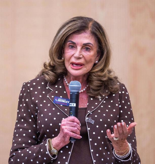 Candidate for mayor of Las Vegas Shelley Berkley gives a response during a forum organized by t ...