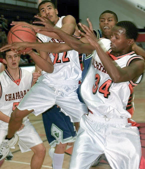 Abdul Adem (34), of Chaparral High School, is shown in a game between Chaparral and Green Valle ...