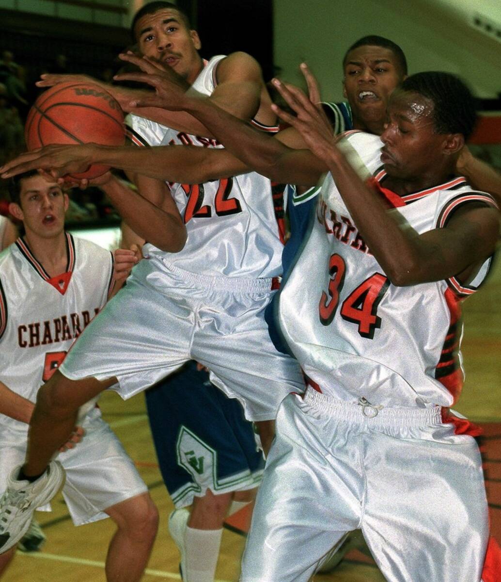 Abdul Adem (34), of Chaparral High School, is shown in a game between Chaparral and Green Valle ...