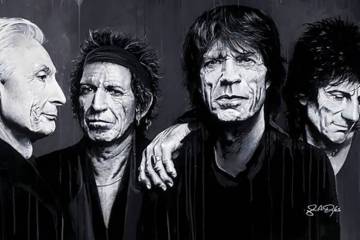 John Douglas's portrait of the Rolling Stones, giclee on canvas, signed and numbered, edition o ...