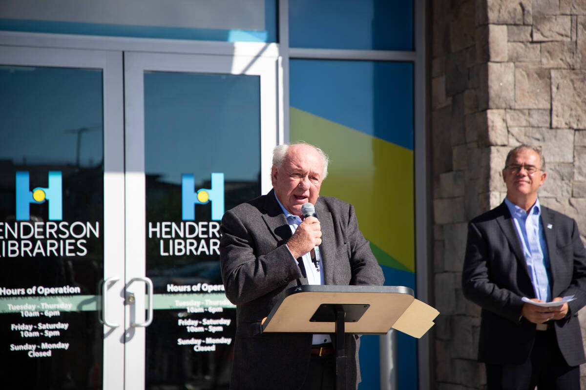 Councilman Dan Shaw speaks at the debut of the new West Henderson Library branch on Sept. 20, 2 ...