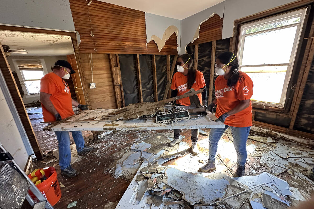 Photos provided by Steven Pieri show the damage from Hurricane Helene and his volunteer work wi ...