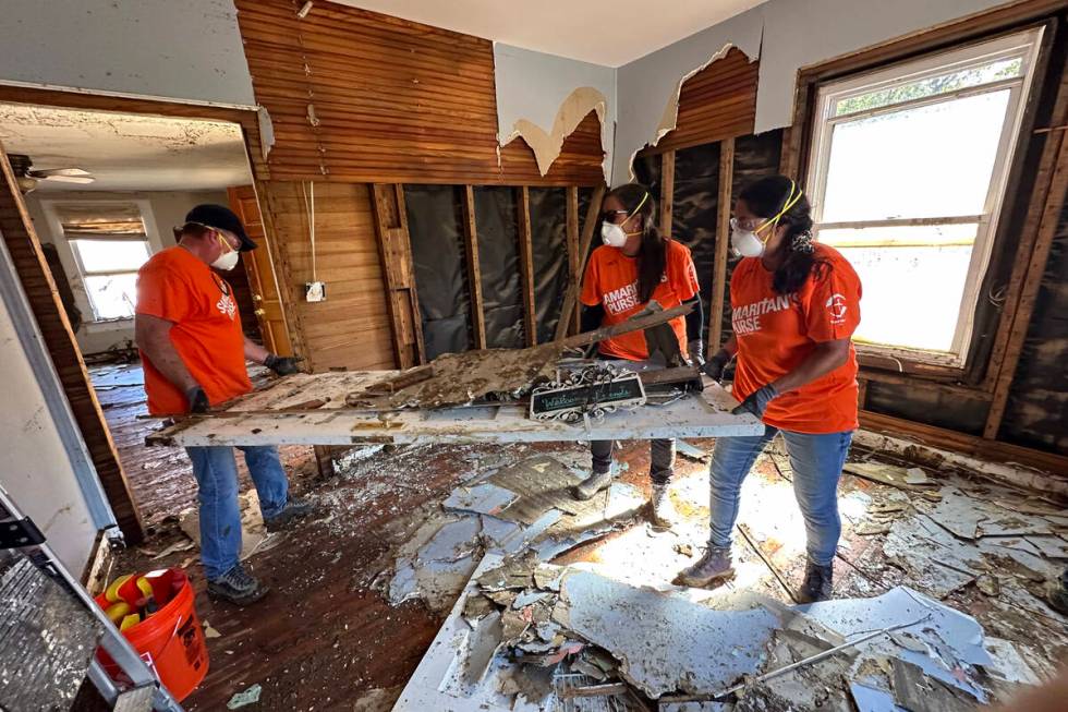 Photos provided by Steven Pieri show the damage from Hurricane Helene and his volunteer work wi ...