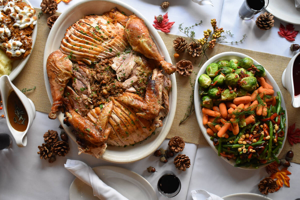 A spread for Thanksgiving 2024 from Carmine's in the Forum Shops at Caesars Palace on the Las V ...