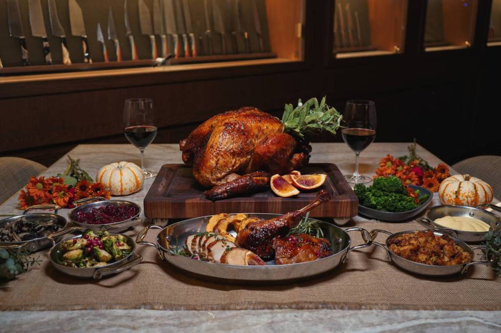 A spread for Thanksgiving 2024 from Carversteak in Resorts World on the Las Vegas Strip. (Carve ...