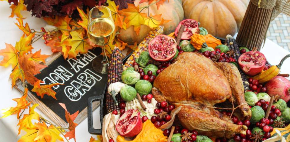 A spread for Thanksgiving 2024 from Mon Ami Gabi in Paris Las Vegas on the Strip. (Lettuce Ente ...