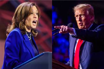 Vice President Kamala Harris, left, and former President Donald Trump. (Las Vegas Review-Journal)