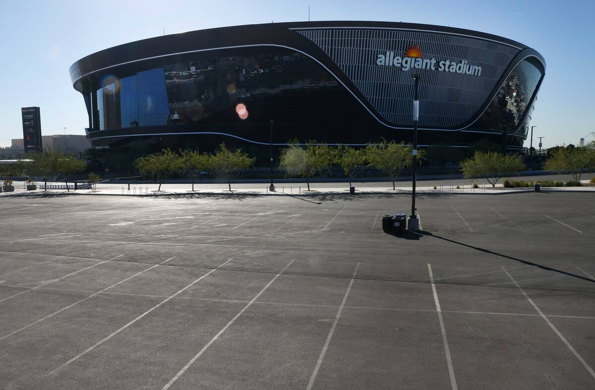 Lot B at Allegiant Stadium, where the planned Boring Company Vegas Loop station is planned to b ...