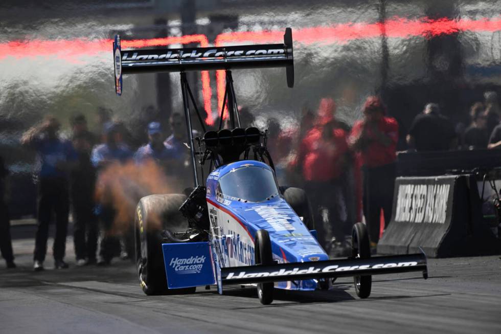 In this photo provided by the NHRA, former Top Fuel champion Brittany Force locked up her 50th ...