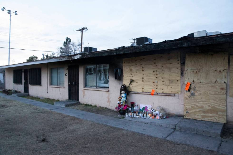 This February 2017 file photo shows the remains of a fatal house fire at Westlake Apartments wh ...