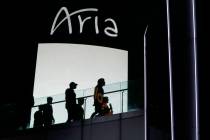 Aria is seen on the Las Vegas Strip, Friday, March 19, 2021. (Las Vegas Review-Journal)