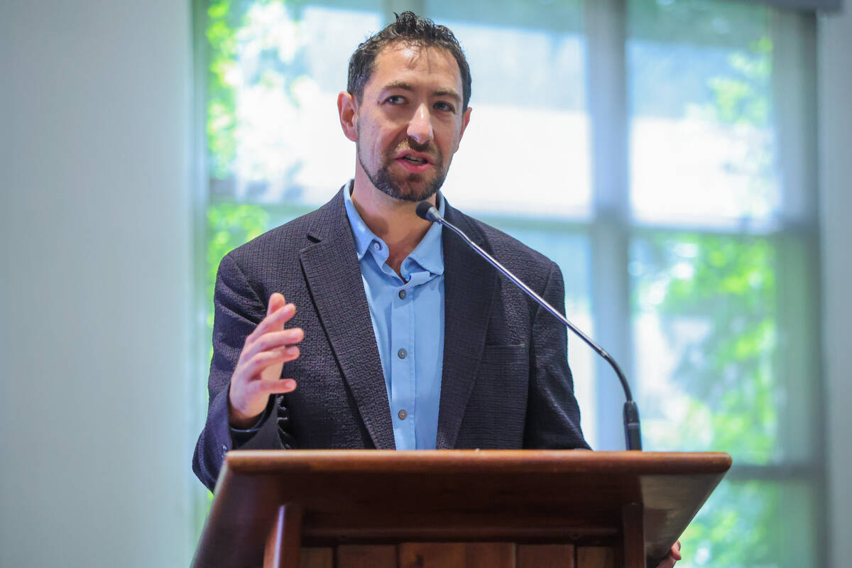 Clark County Commissioner Michael Naft speaks during an event to launch the Rebel Climate Actio ...