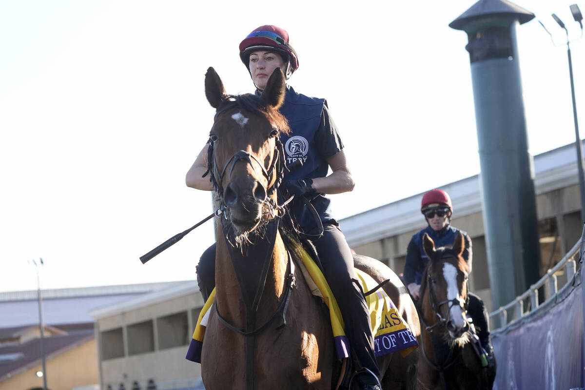 Jockey Rachel Richardson rides City of Troy ahead of the Breeders' Cup horse racing world champ ...