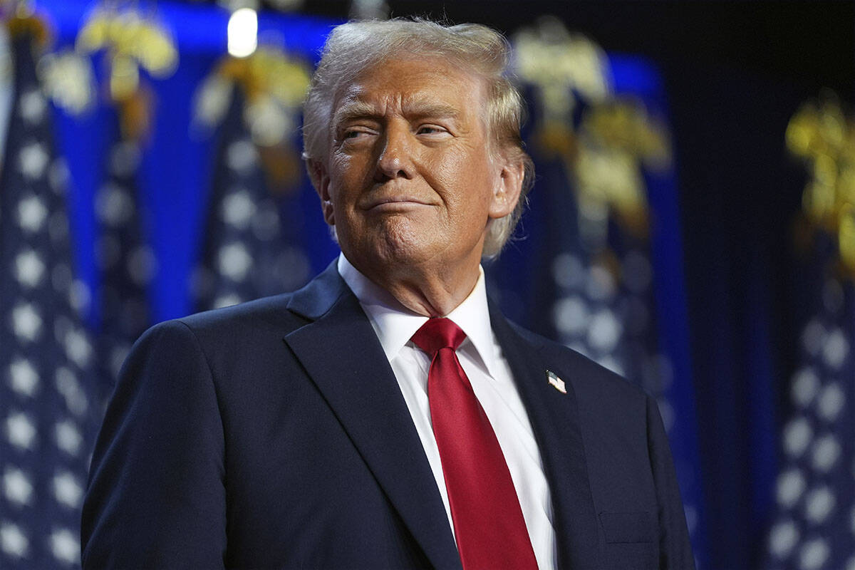 Republican presidential nominee former President Donald Trump arrives at an election night watc ...